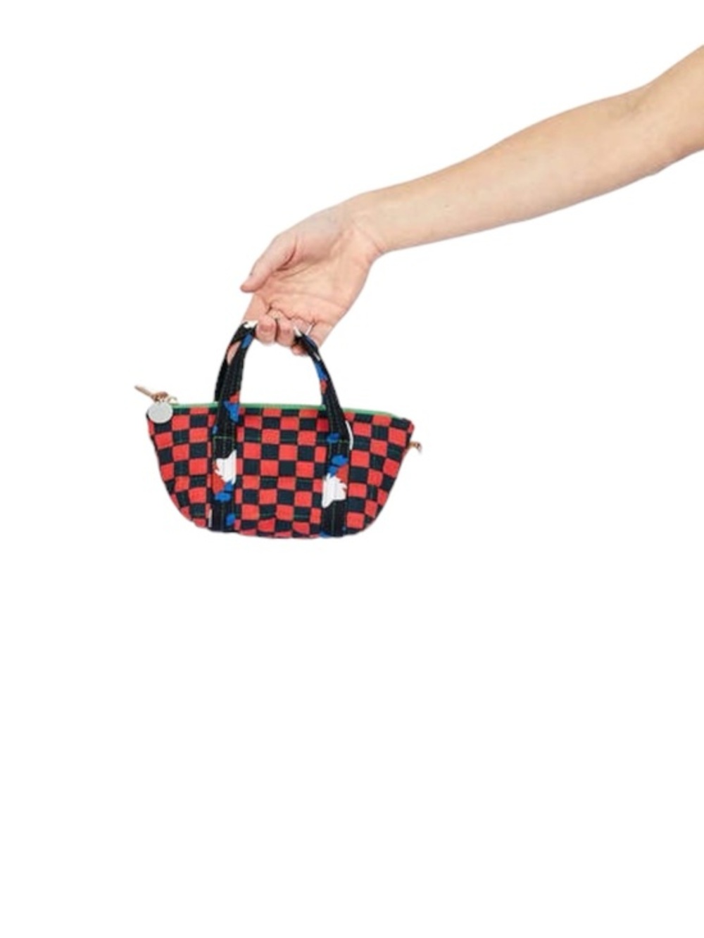 NWT Clare V. Lil Zip Sac Tote Quilted Red Black Checkered Mini Bag Puffer